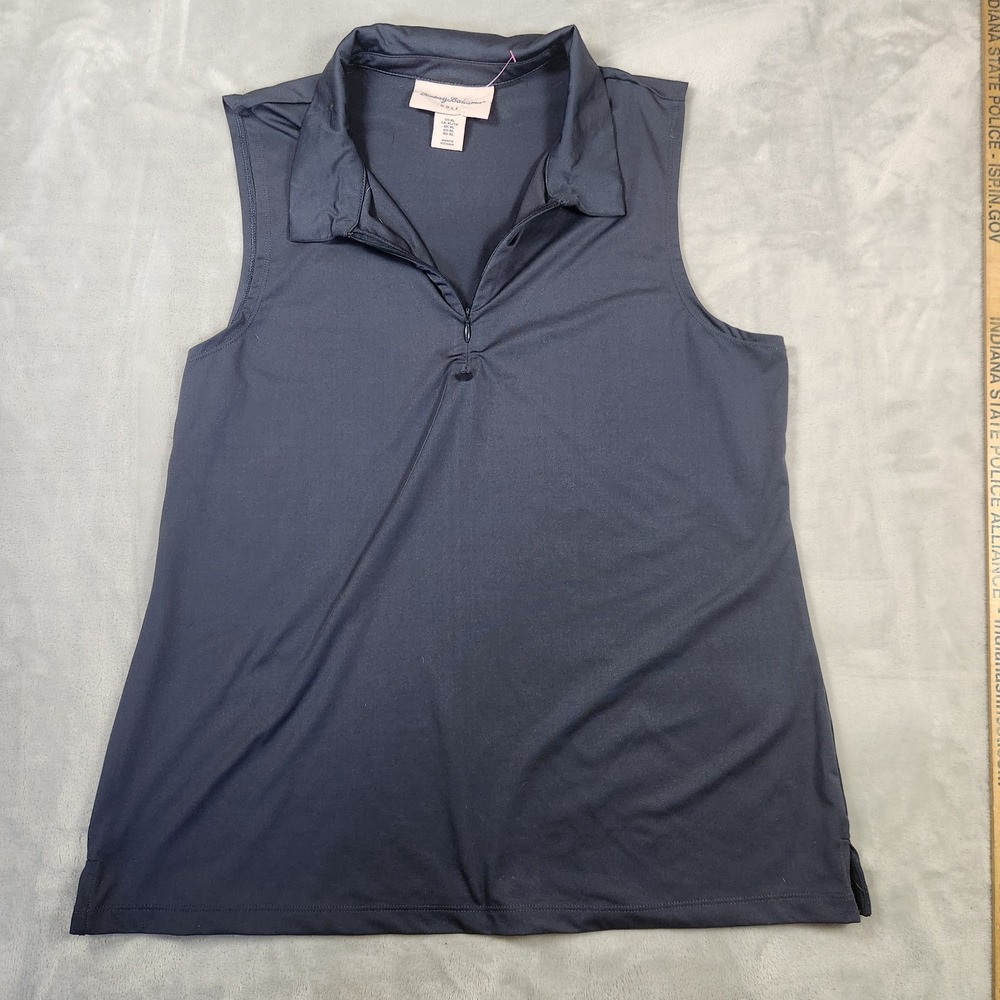Tommy Bahama Golf Women's Navy Polo Top, 1/4 Zip, Sleeveless, Size XL